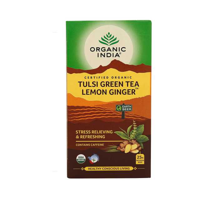 Organic India Tulsi Green Tea Lemon Ginger - 25 Bags