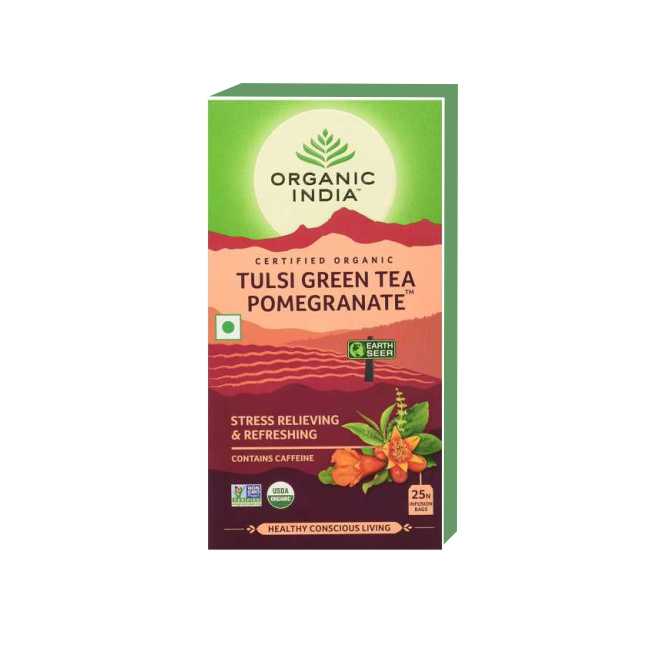 Organic India Tulsi Green Tea Pomegranate - 25 Bags