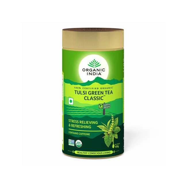 Organic India Tulsi Green Tea Classic Tin - 100gm